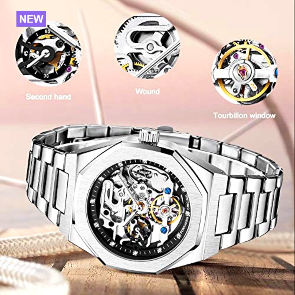 Mechanical Automatic Skeleton Watch Stainless Ste… - image 3